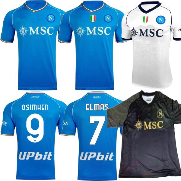 

23 24 napoli soccer jerseys maglia naples 2023 2024 zielinski anguissa olivera kvaratskhelia men kids football shirt osimhen lozano ssc mail, Black;yellow