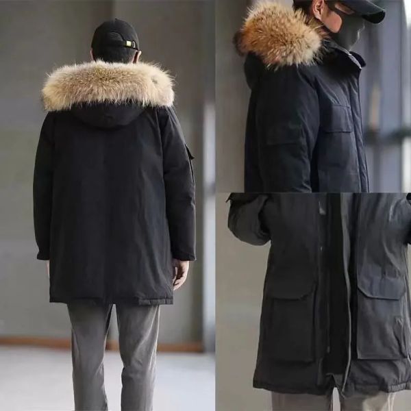 

2023 men winter down jackets parkas jassen chaquetas outerwear wolf fur hoodeds coat letters printed outwears canadian gooses coat, Black;brown