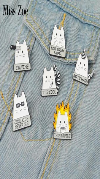 

i039m fine enamel pins custom cool kids never die not today satan cat brooch lapel badge fun cartoon jewelry gift for kid frien6073969, Gray