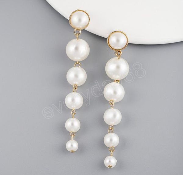 

white simulated pearl tassel dangle earrings fashion long statement earrings for women girls wedding party jewelry female1228164, Silver
