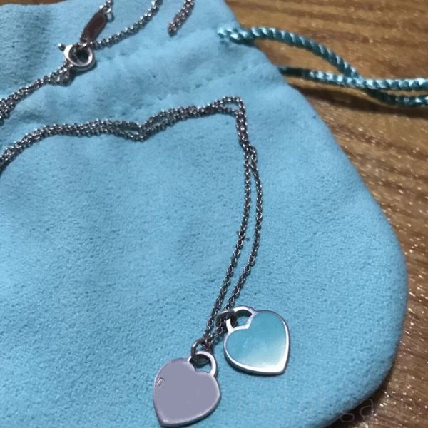 

love necklace double heart pendant chain for lady party hip hop carving letter plated silver metal material jewellry distinctive luxury neck