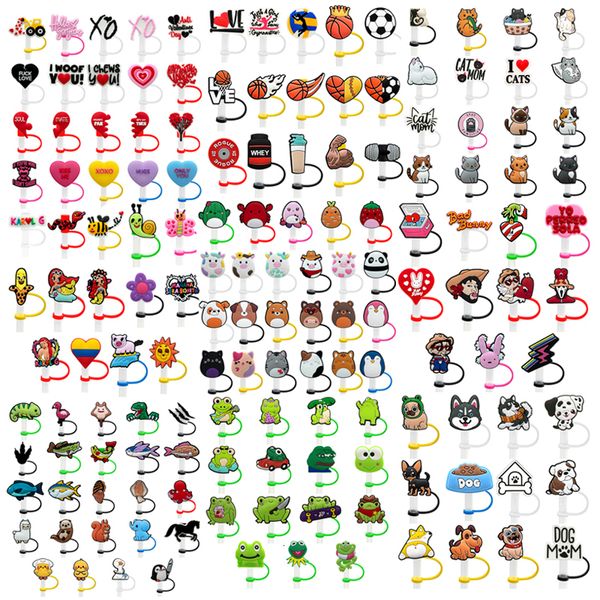 

shoe parts accessories bulk sale drinking straw ers bad bunny karol g straws cap cute animals dust prevent cover films 230713, White;pink