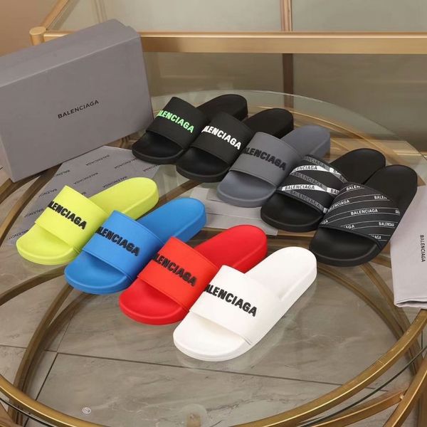 

AAA Balenciaga Fashion slipper sliders Paris slides sandals slippers for men women unisex beach flip flops, 10