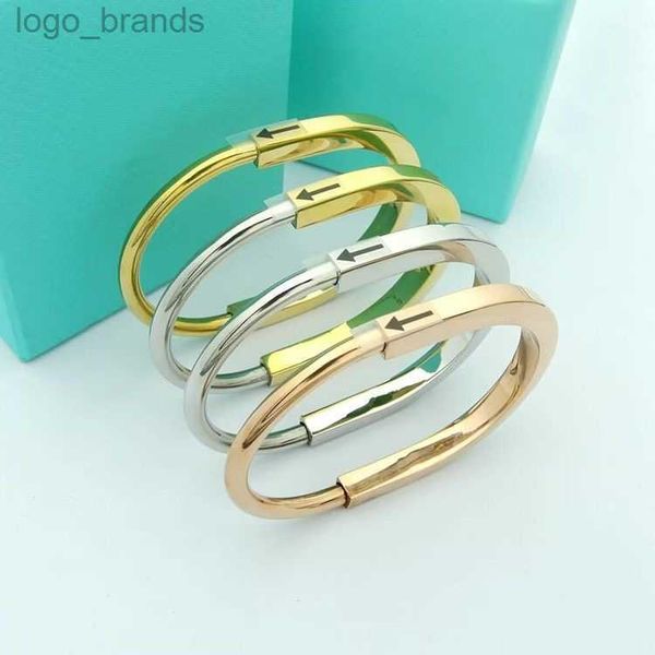 

titanium steel bangle designer lock bracelet silver rose gold bracelets for women jewelry with velvet bag, Black