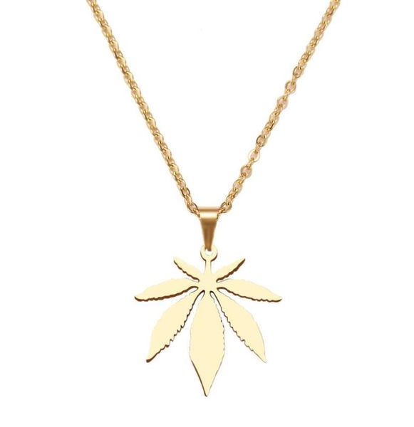 

cool stainless steel leaves necklace for women man maple leaf choker pendant necklaces engagement jewelry1011313, Silver