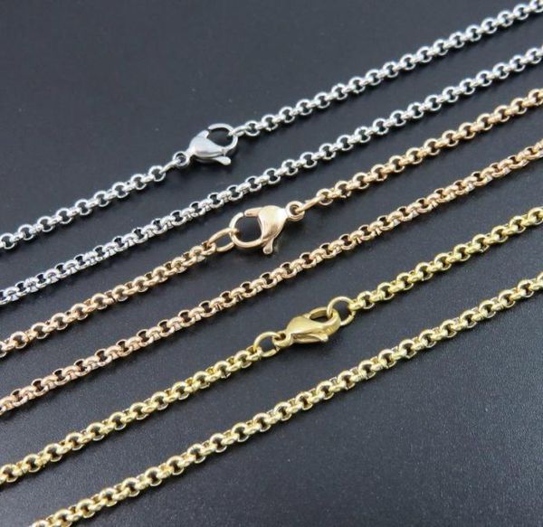 

chains necklace women stainless steel long men fashion rose gold chain pearl jewelry on the neck whole5304714, Silver
