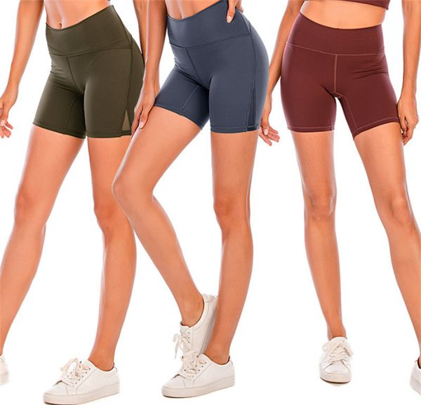 

ll women's shorts solid biker shorts high waist sporting lulul gym shorts fitness push up tight breathable stretchy workout lulu active