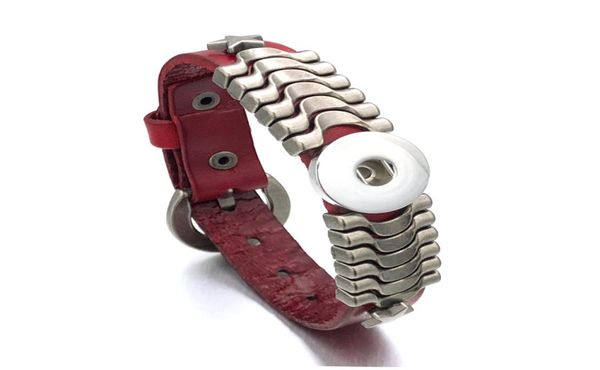 

punk rock interchangeable 133 real original genuine leather retro fashion 18mm snap button bracelet charm jewelry for women men7726948, Golden;silver