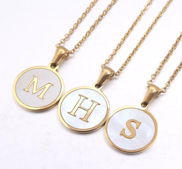 

luxury gold color 26 letter necklaces alphabet shell pendant necklace fashion chain necklace for women men jewelry6299424, Silver