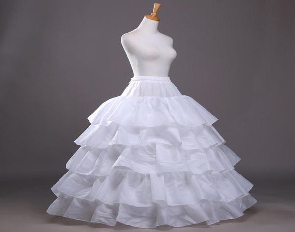 

4 hoops 5 layers petticoat for wedding dress ball gown puffy crinoline underskirt wedding accessories8259961, White