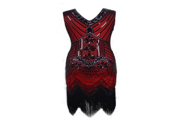 

women 1920s vintage party dresses summer sleeveless party costumes vneck sequin fringed tassel evening midi dress5808221, White;black