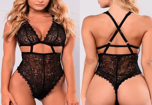 

lingerie hollowout onepiece threepoint0123452992117, Red;black