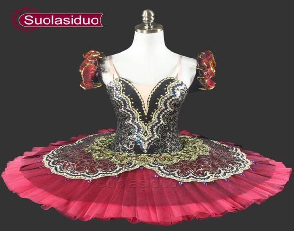 

women red gold professional tutu for girls pancake red performance tutu ballet kids ballet tutu child sd00149713841, Black;red