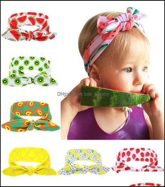 

hair accessories baby fruit printing rabbit ears headbands children watermelon stberry pine print infant band headdress drop deliv4685800, Slivery;white