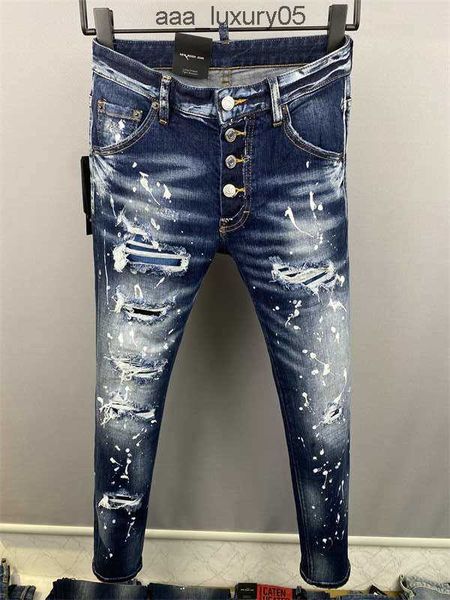 

2023 new arrivals mens luxury designer denim jeans holes trousers jeans coolguy biker pants mens clothing 2#9852 dsquare d2 dsqs dsq2s loha, Blue