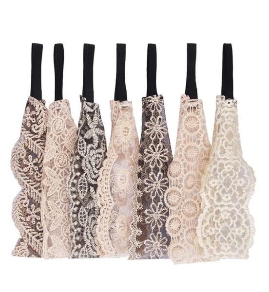 

girls lace headbands embroidery flower macrame elegant elastic hairbands baby kids children headdress hair accessories 7 style hha9335915, Slivery;white