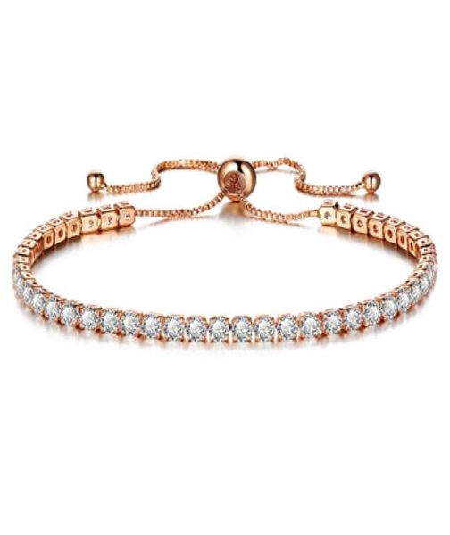 

new round tennis bracelet for women rose gold silver color cubic zirconia charm bracelets bangles femme wedding jewelry8655121, Golden;silver