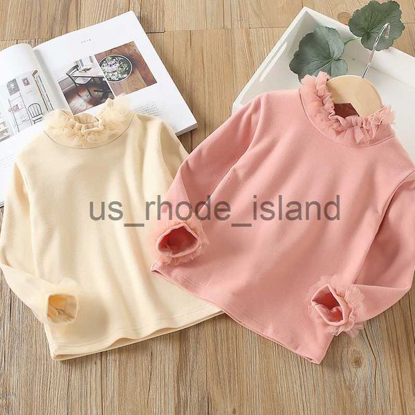 

t-shirts t-shirts spring autumn winter 2 3 4 5 6 8 10 years children sweet lace flower high neck basic turtleneck t-shirt for kids baby girl, Blue