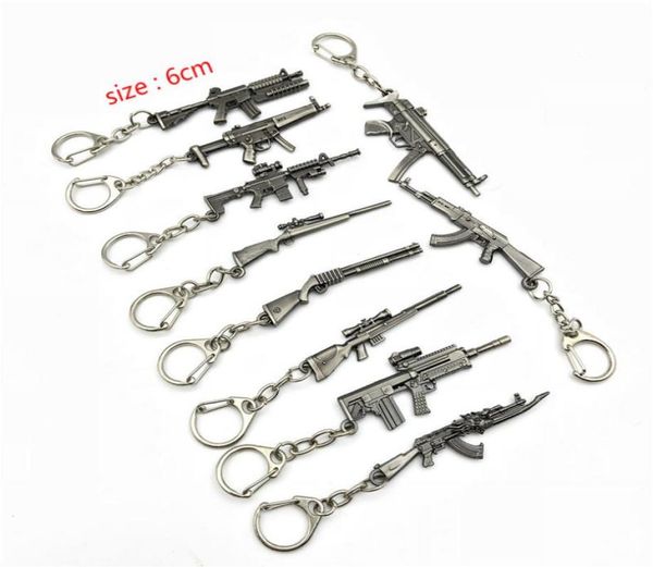 

new arrive 6cm miniature gun model keychain key rings new mini gun key chain for game gun jewelry surprise gift5534914, Slivery;golden