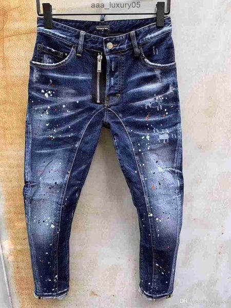 

jean classic fashion man jeans hip hop rock moto mens casual design ripped jeans distr 2 s s s rrg dsquare d2 dsqs dsq2s obuo, Blue