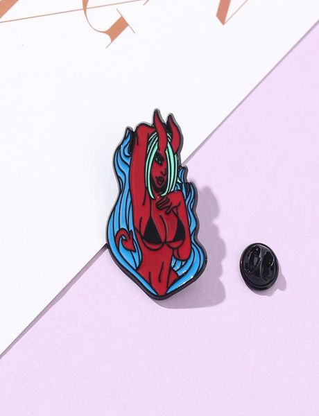 

demon girl ecchi anime monster girl succubus enamel pin brooch backpack clothes lapel funny animal jewelry gifts6697512, Blue