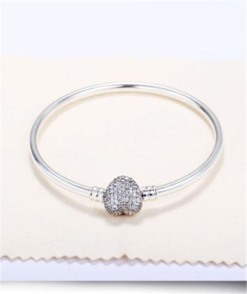 

authentic 925 sterling silver bracelet clear cubic zirconia fits european pan style jewelry charms beads 590787cz with original 9813132, Golden;silver