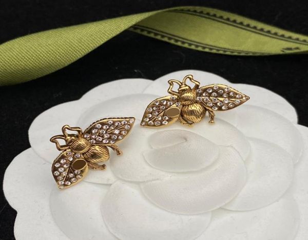 

vintage bee earrings fashion designer earring women studs for lady luxury jewelry party wedding stud engagement 220406330153, Golden;silver