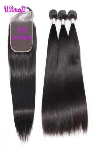

5x5 brazilian straight virgin hair bundles with closure human hair weave 34 bundles with lace closure dhgate brazillian remy hair25016733, Black;brown