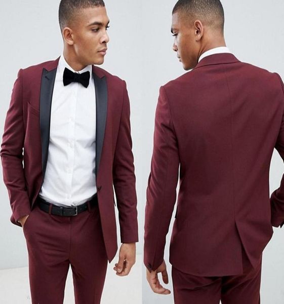 

tuxedos customs made burgundy men suits wedding groom tuxedos 2 pieces jacketpants bridegroom groomsman suits man blazer5527124, Black;gray