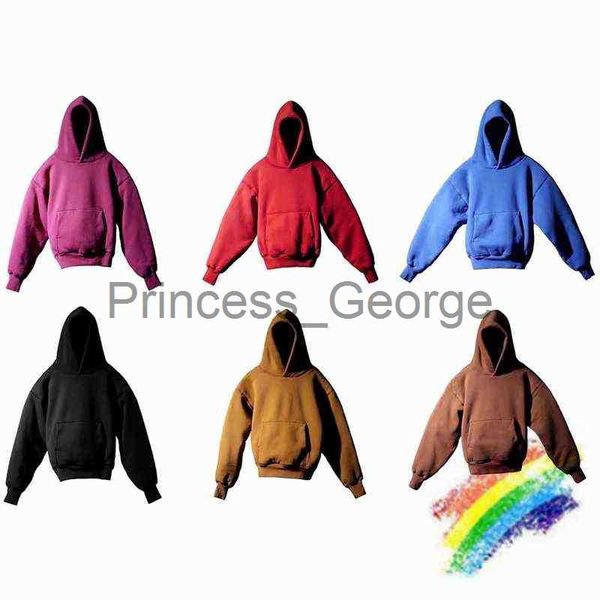 

men's hoodies sweatshirts double layer season 6 hoodie men women solid hoodie plus velvet fleece hooded ye sweatshirts t220721 x0713, Black