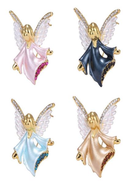 

european brooch pins cartoon angel wing girl rhinestone enamel dress scarf costume decoration jewelry lapel pin accessories6111764, Gray
