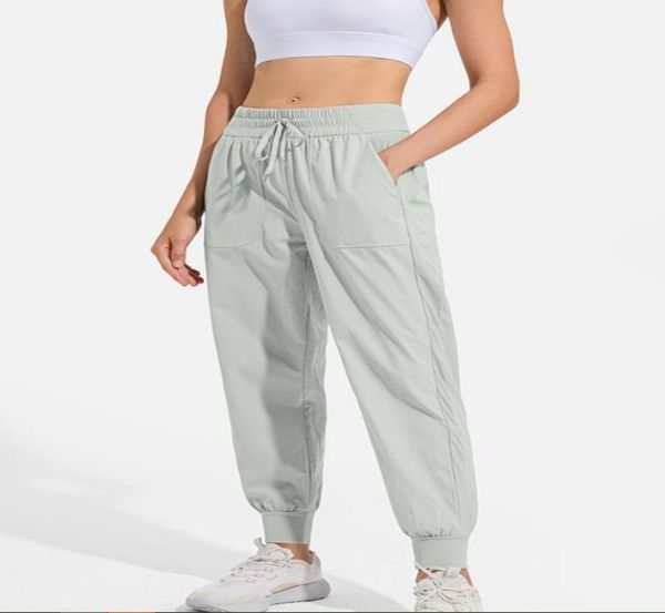 

women jogging yoga ninth pants pocket fitness leggings soft high waist hip lift elastic casual pants drawstring legs sweatpants lemens964533