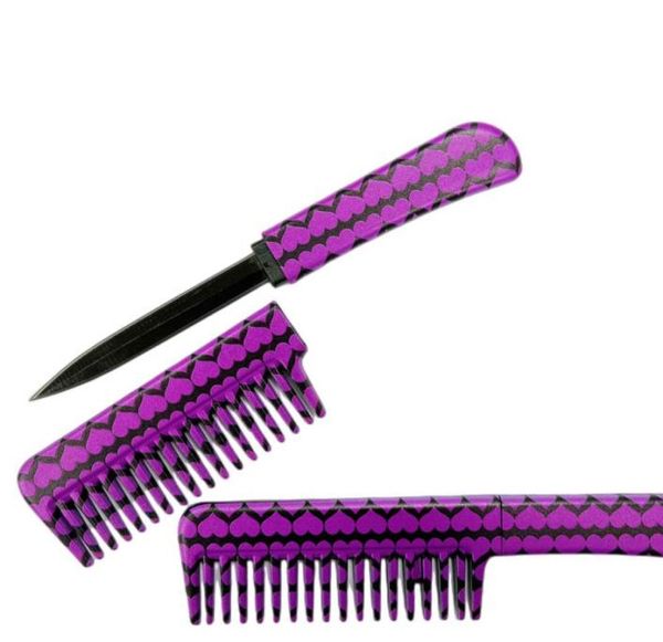 

concealed pink hair comb knife brush self defense bulk vendor6181940