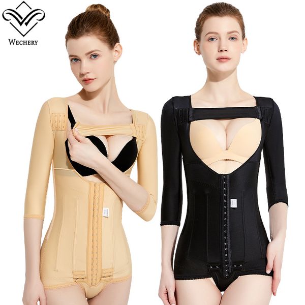 

colombianas fajas stage 2 high compression bbl full body shaper 9 steel boned steel bones sleeve post surgery op shaping bodysuit shapewear, Black;white