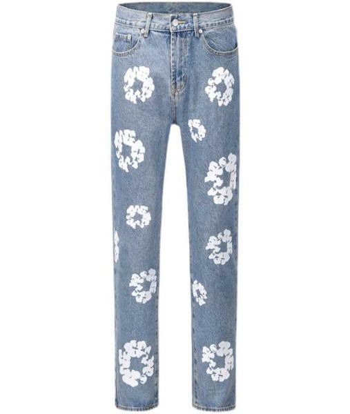 

men039s jeans high street denim tears style kapok washed straight jeans men039s fashion vintage loose pants1554368, Blue