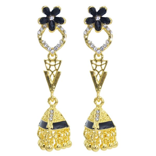 

vintage jhumka earrings for women gold metal flower crystal bells bead tassel earring party afghan indian jewelry gift9017550, Silver