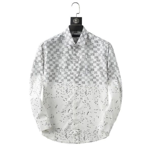 

luxury designer men business casual shirt sleeve striped slim fit mens social fashion plaid long sleeve shirts size mxxxl1276292, White;black