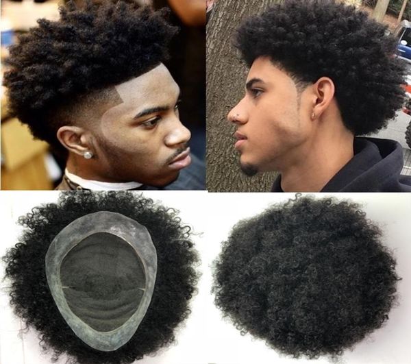 

afro toupee for black men french lace with pu curly mens toupee customized human hair kinky curly men wigs replacement systems hai2068995