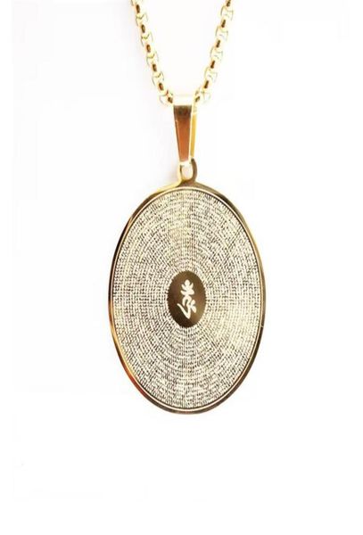 

titanium steel buddhism gold round pendant necklace faith men women supplies sanskrit shurangama mantra amulet jewelry7682223, Silver