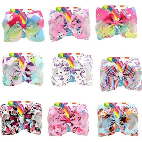 

drop 8 inchquotjojo girls siwa unicorn collection coral colorful hairpin large hair bows hair accessories for girls 8pc8940938, Slivery;white