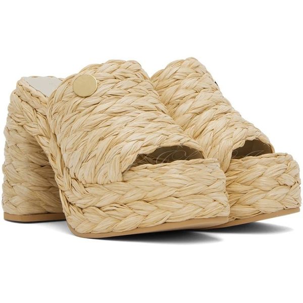 

sandals square platform straw slippers espadarille woman wedge white black slingback round thick heel casual gladiator shoes 230713