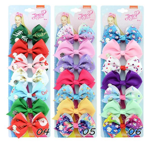 

7pcslot siwa hair bow unicorn baby girls hair clip 35inch bowknot hairpin children girl barrettes hairclip design hair accessori2059918, Slivery;white