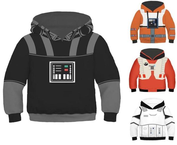 

kids sweatshirts cosplay hooded fancy clothes white storm trooper 3d print costumes new movie role set7687805, Black