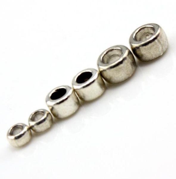 

50pcslot tibetan silver metal tube rondelle loose bead with big hole fit diy handmade european jewelry making accessories5613314