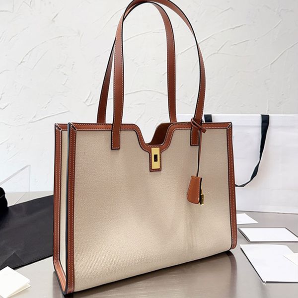 

old flower tote bag large shopping handbag canvas genuine leather crossbody bags lock buckle shoulder handbags internal zipper pocket