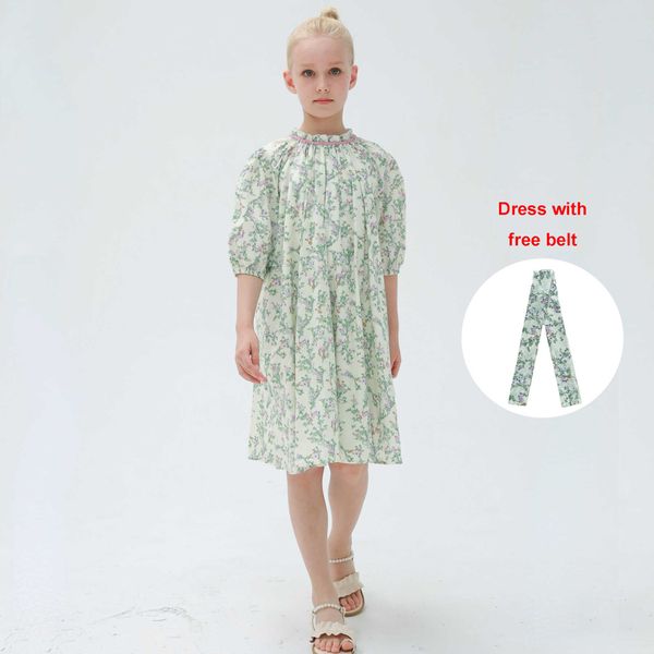 

girl's dresses lavender big bust loose dress big bust baby set normal bust teen set 2023 summer clothes with lining kids floral cotton, Red;yellow