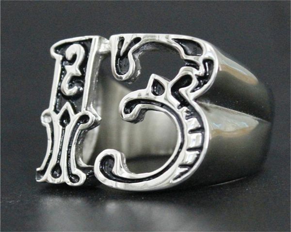 

3pcslot new design number 13 cool ring 316l stainless steel fashion jewelry band party biker style ring2347225, Silver