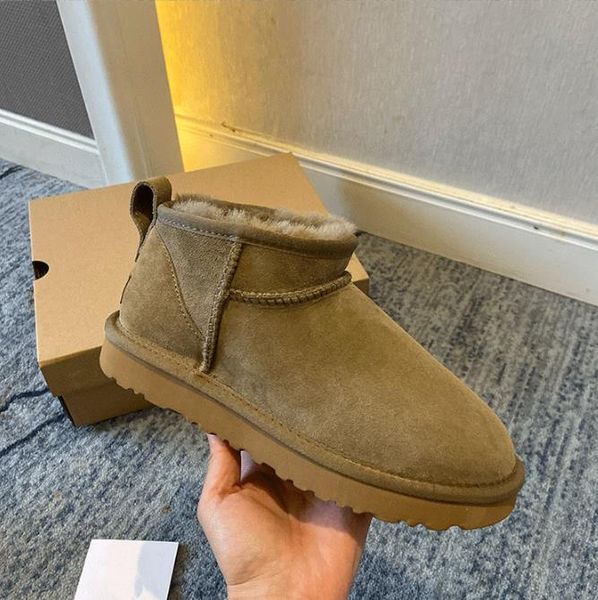 

classical ultra mini boot designer woman platform snow boots australia fur warm shoes real leather chestnut ankle fluffy booties for women a, Black