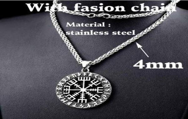 

316l stainless steel viking odin039s symbol of norse runic pendant necklace viking runes vegvisir compass pendant lp2885183306