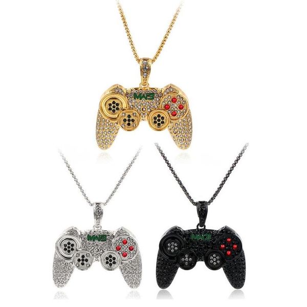 

fashion franco chain game controller desgin pendants necklace hip hop crystal necklace jewelry bling bling iced out6671529, Silver